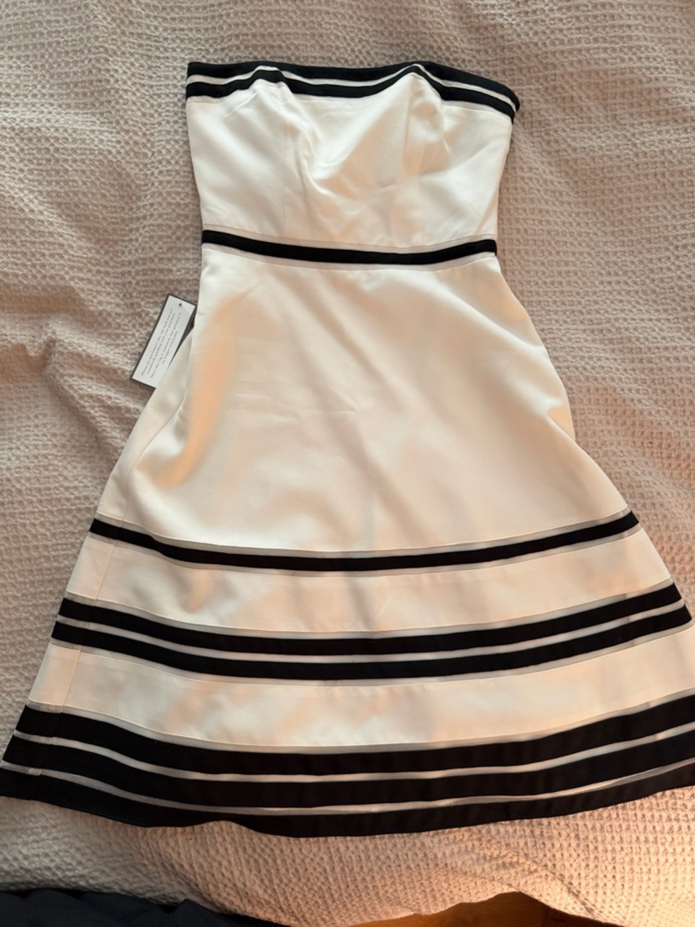 Ann Taylor Cream Dress with Black Trim - Picture 2 of 8